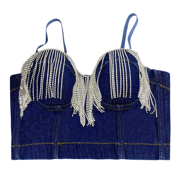 Sleeveless Denim Crop Top & Shorts
