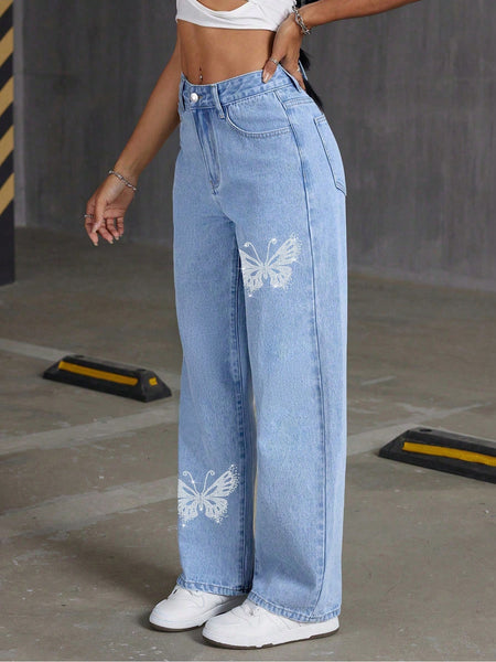 Butterfly Print Jeans