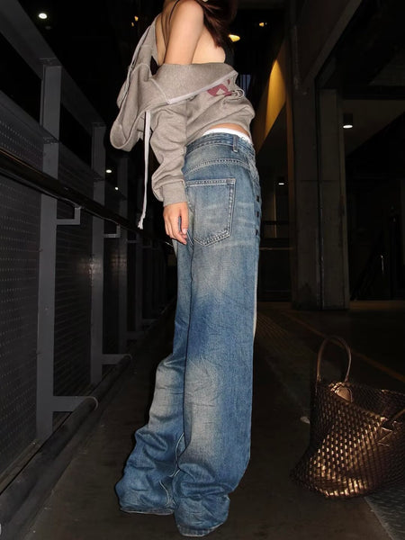 Rhinestone Embellished Loose-fit Jeans