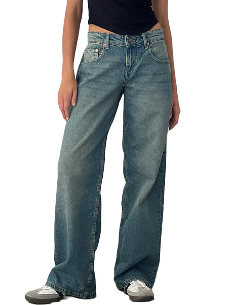 Straight Leg Washed Jeans