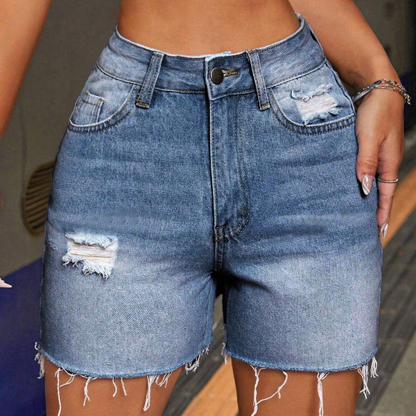 Wash Blue Denim Shorts
