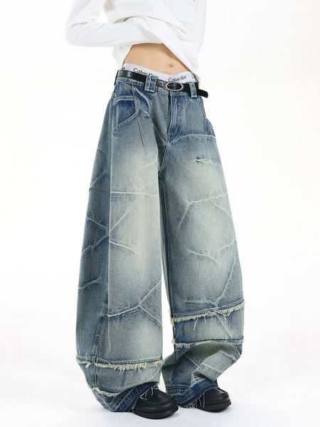 Vintage Wide Leg Denim Trousers