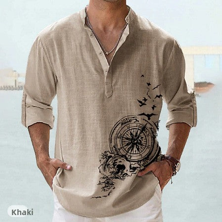 Stylish Printed Stand Collar Shirt