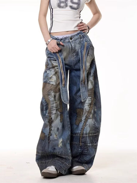 Abstract Pattern Tie-Dye Jeans