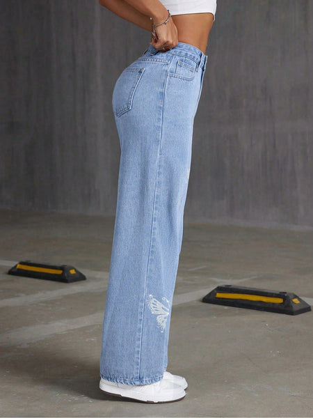 Butterfly Print Jeans
