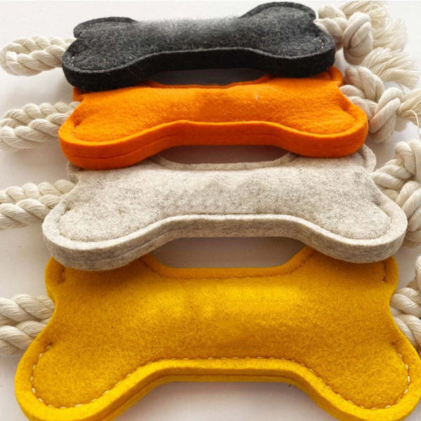 Felt dog bone-shaped toy