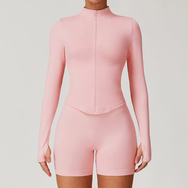 Womens Stand Collar Zipper Long Sleeve Yoga Coat