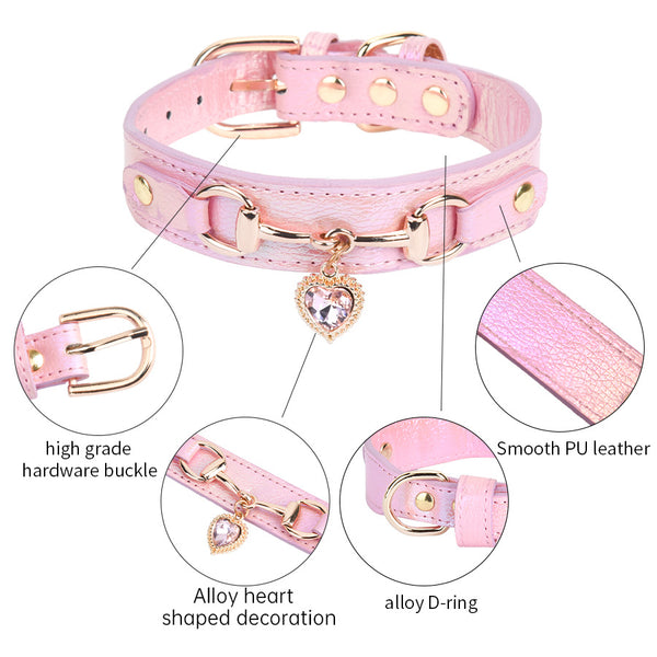 Rhinestone Pet Collar with Heart Charm