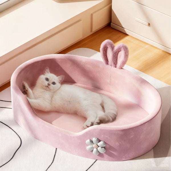 Oval Pet Bed with Bunny Ears