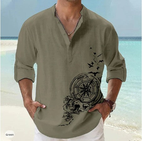 Stylish Printed Stand Collar Shirt