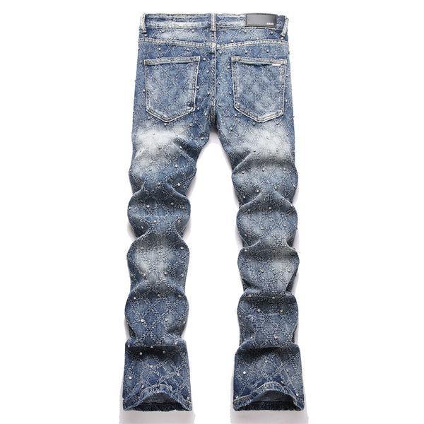 Plaid beaded jeans