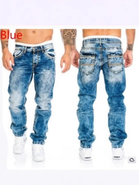 Mens Casual Straight Leg Denim Pants