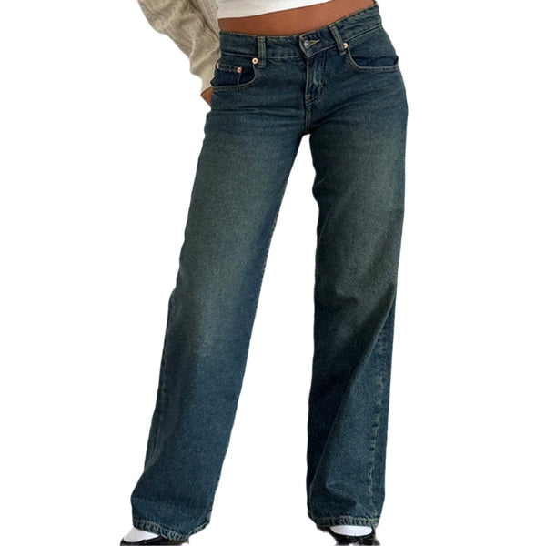 Straight Leg Washed Jeans