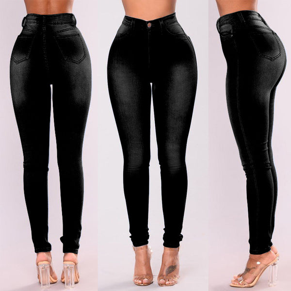 Stretchy High Waist Slim Leg Jeans
