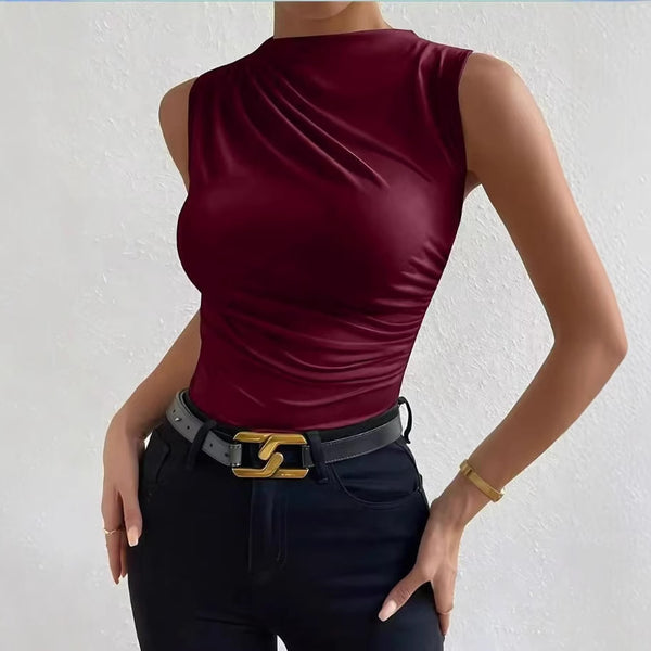 Pleated Sleeveless Top