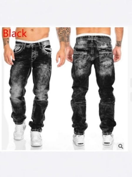 Mens Casual Straight Leg Denim Pants