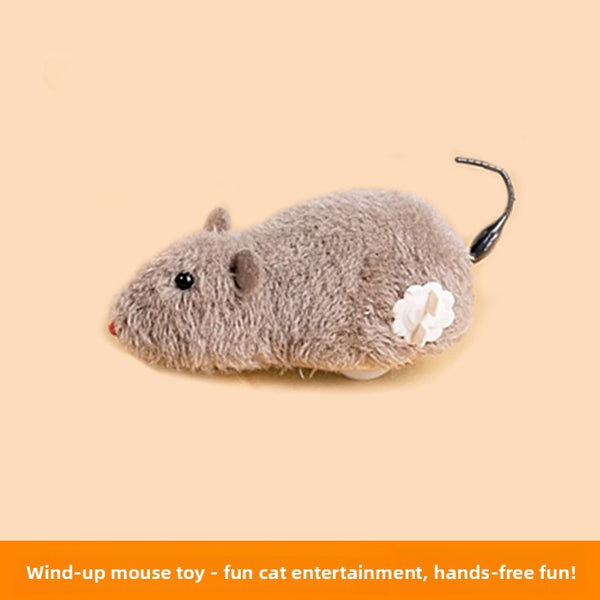 Wind-Up Cat Toy with Moving Mice