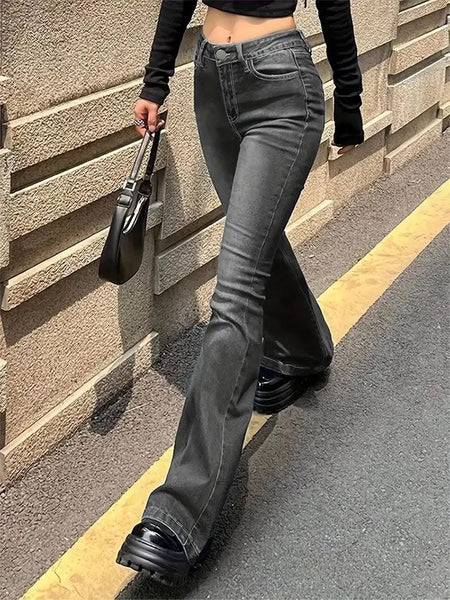 Slightly Flared Faded Jeans