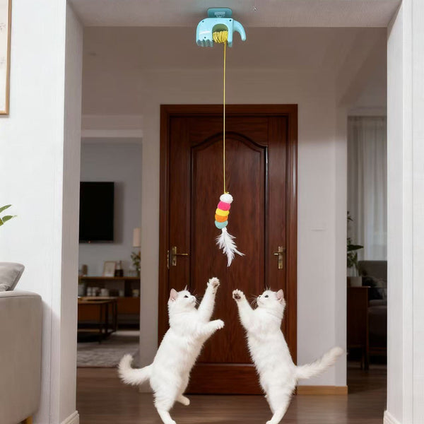Rotating Cat Toy with Feathers