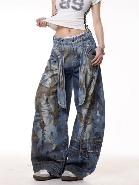 Abstract Pattern Tie-Dye Jeans
