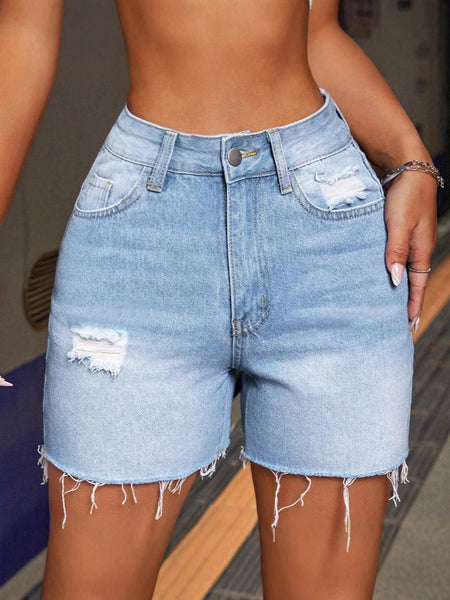 Wash Blue Denim Shorts