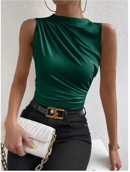 Pleated Sleeveless Top