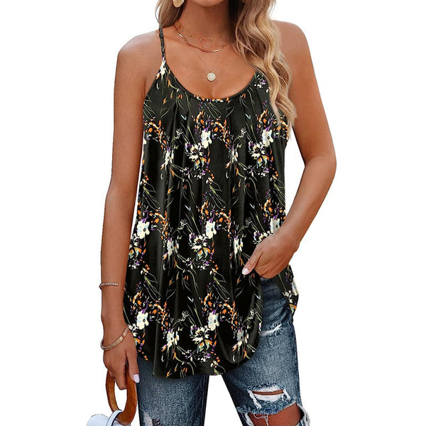 Casual Pleated Sleeveless Shirts