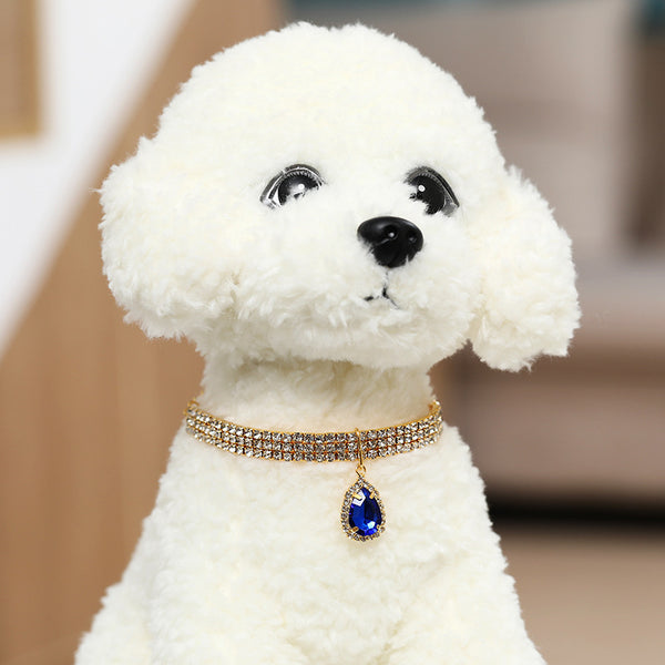 Rhinestone and Teardrop pendant Dog Collar