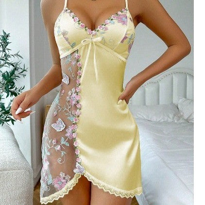 Floral Embroidery Lace Nightgown