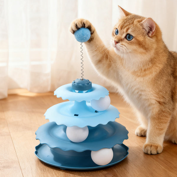 Three-layer Turntable Cat Toy with Balls