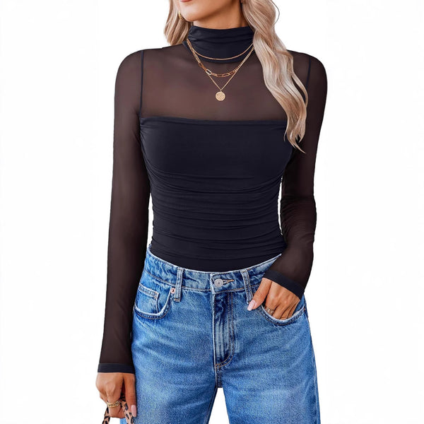 Round-Neck Sheer Top