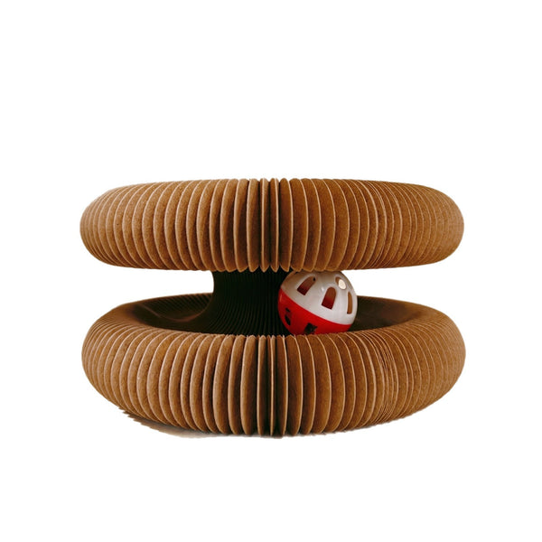 Foldable Corrugated Paper Cat Scratcher with Bells