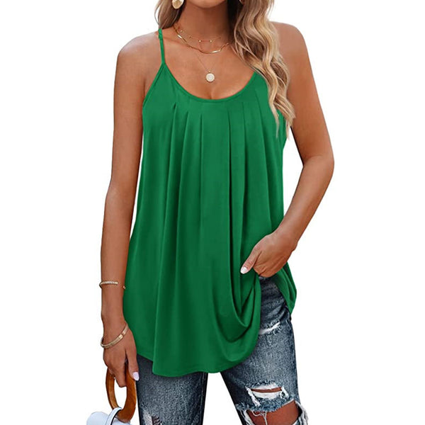 Casual Pleated Sleeveless Shirts