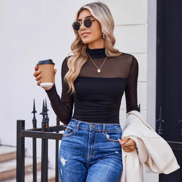 Round-Neck Sheer Top