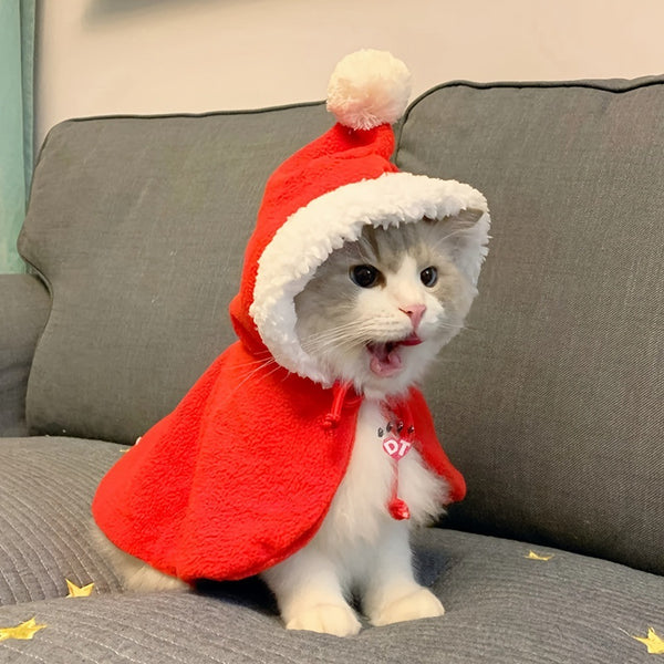 Christmas-Themed Pet Cloak and Hat Set
