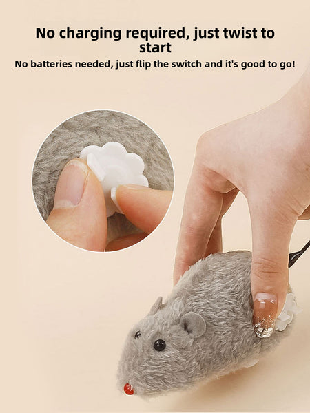 Wind-Up Cat Toy with Moving Mice