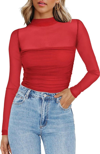 Round-Neck Sheer Top