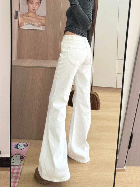 White Stretchy Flared Denim jeans