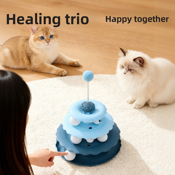 Three-layer Turntable Cat Toy with Balls