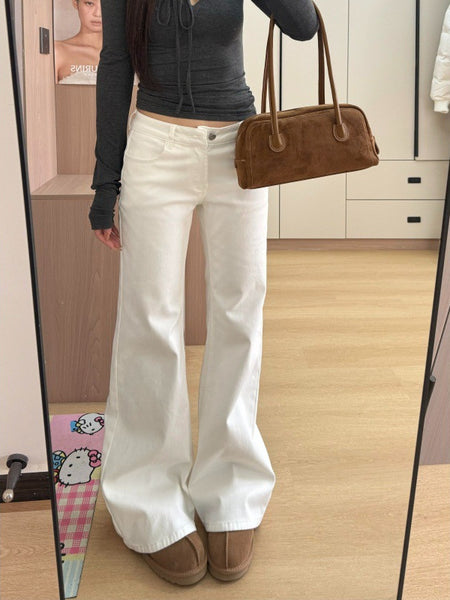 White Stretchy Flared Denim jeans