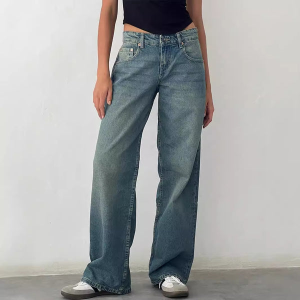 Straight Leg Washed Jeans