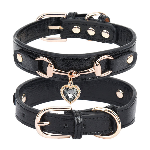 Rhinestone Pet Collar with Heart Charm