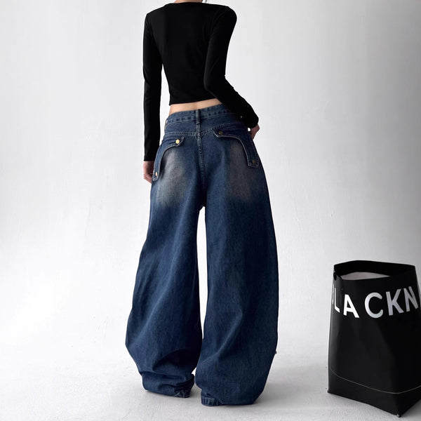 High-Waisted Distressed Jeans