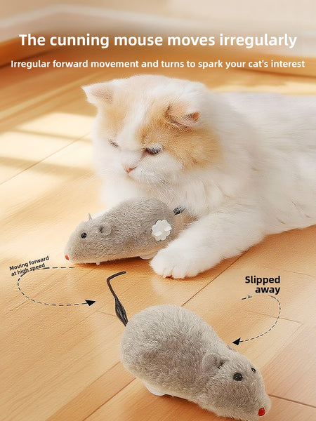 Wind-Up Cat Toy with Moving Mice