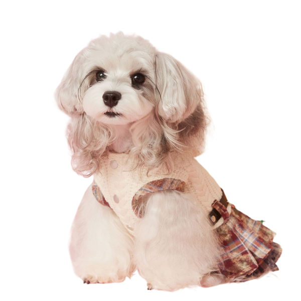 Sleeveless Maillard Plaid Patchwork Dress