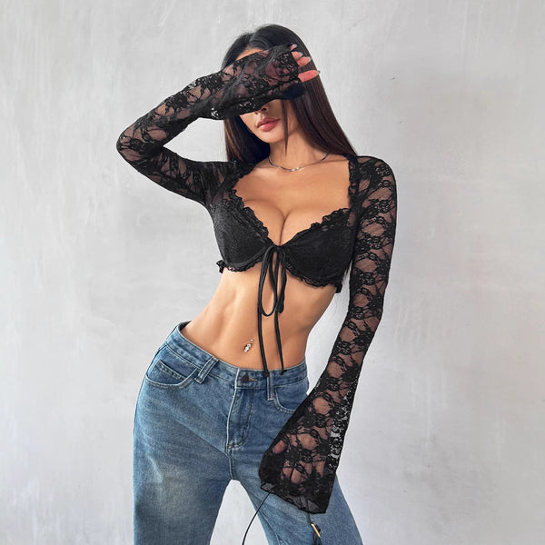 Elegant Lace Cutout Shirt