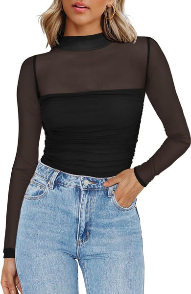 Round-Neck Sheer Top