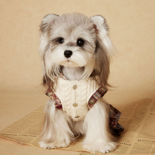 Sleeveless Maillard Plaid Patchwork Dress