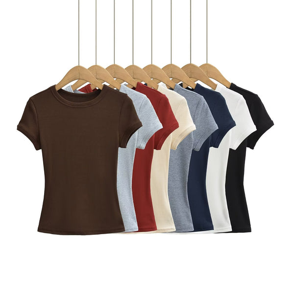 Round-Neck Hemmed Shirts