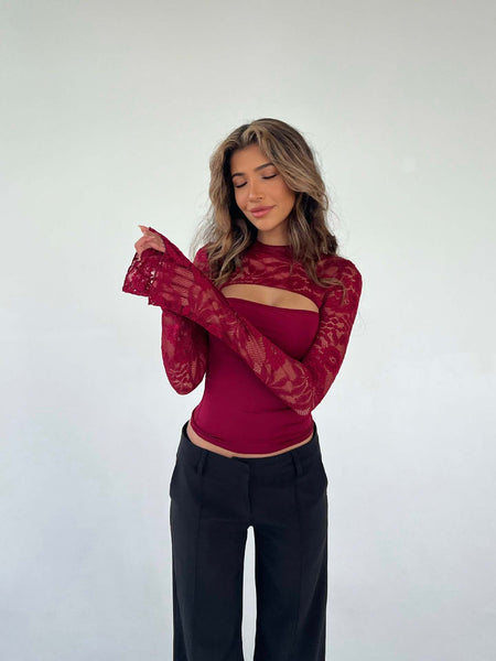 Sheer Flared-Sleeve Top
